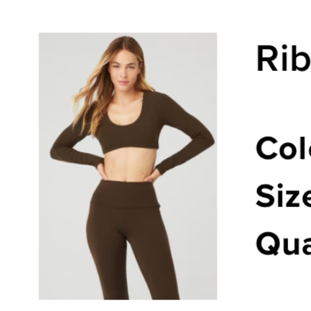 Ribbed Long Sleeve Bra in Espresso